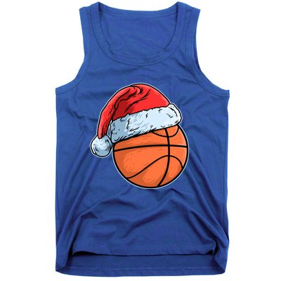 Basket Game Sports Baller Santa Claus Hat Basketball Gift Tank Top