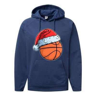 Basket Game Sports Baller Santa Claus Hat Basketball Gift Performance Fleece Hoodie