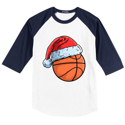 Basket Game Sports Baller Santa Claus Hat Basketball Gift Baseball Sleeve Shirt