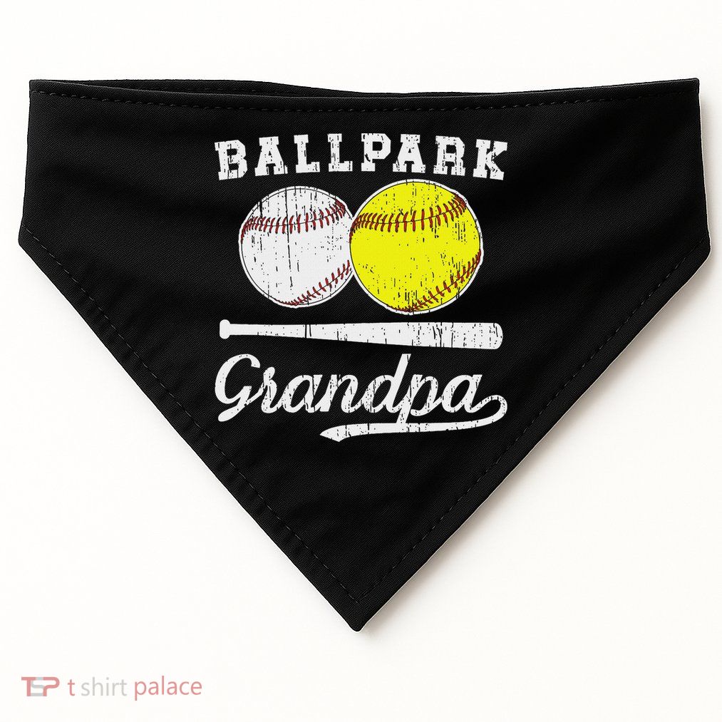 Ballpark Grandpa Softball Baseball Grandpa Of Ballers USA-Made Doggie Bandana