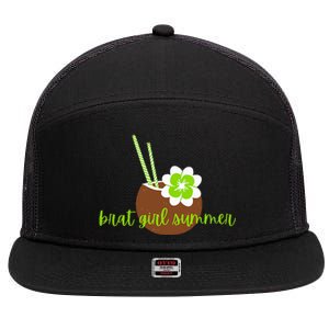 Brat Girl Summer Kamala Is Brat Lime Green Coconut Tree 24 7 Panel Mesh Trucker Snapback Hat