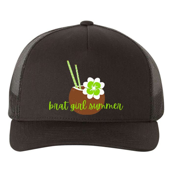 Brat Girl Summer Kamala Is Brat Lime Green Coconut Tree 24 Yupoong Adult 5-Panel Trucker Hat