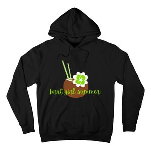 Brat Girl Summer Kamala Is Brat Lime Green Coconut Tree 24 Hoodie