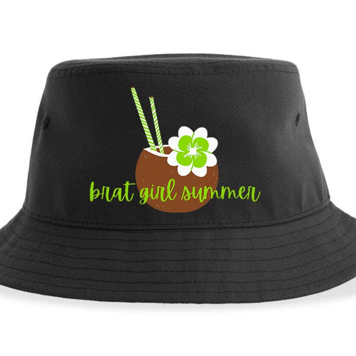 Brat Girl Summer Kamala Is Brat Lime Green Coconut Tree 24 Sustainable Bucket Hat