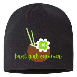 Brat Girl Summer Kamala Is Brat Lime Green Coconut Tree 24 Sustainable Beanie