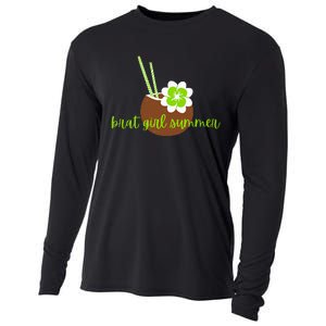 Brat Girl Summer Kamala Is Brat Lime Green Coconut Tree 24 Cooling Performance Long Sleeve Crew