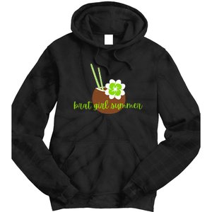 Brat Girl Summer Kamala Is Brat Lime Green Coconut Tree 24 Tie Dye Hoodie