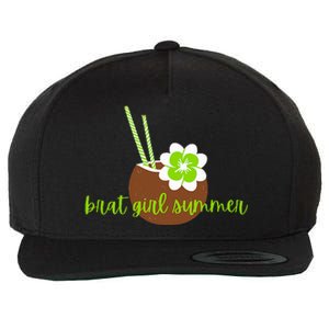 Brat Girl Summer Kamala Is Brat Lime Green Coconut Tree 24 Wool Snapback Cap