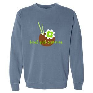 Brat Girl Summer Kamala Is Brat Lime Green Coconut Tree 24 Garment-Dyed Sweatshirt