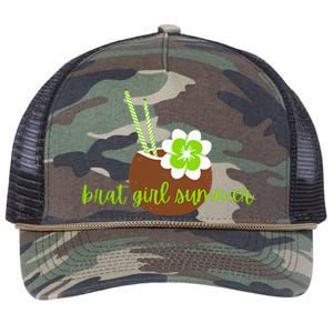 Brat Girl Summer Kamala Is Brat Lime Green Coconut Tree 24 Retro Rope Trucker Hat Cap