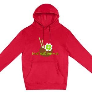 Brat Girl Summer Kamala Is Brat Lime Green Coconut Tree 24 Premium Pullover Hoodie