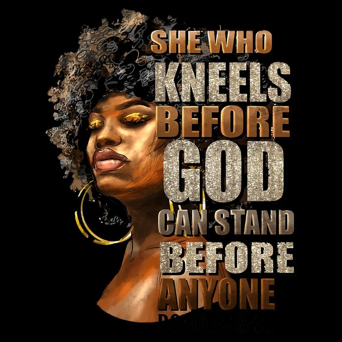 Black Girl She Who Kneels Before God Christian Afro 16 in Basic Backpack