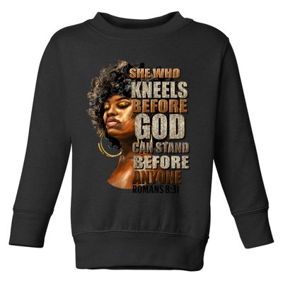 Black Girl She Who Kneels Before God Christian Afro Toddler Sweatshirt
