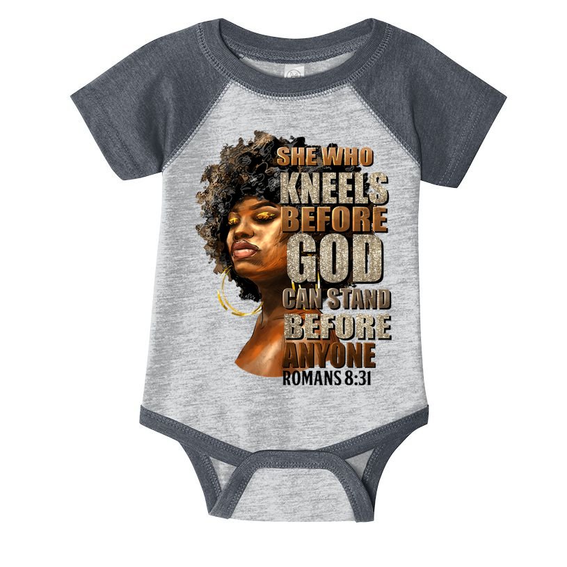 Black Girl She Who Kneels Before God Christian Afro Infant Baby Jersey Bodysuit