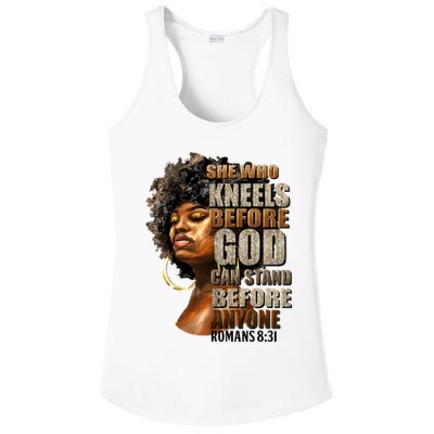 Black Girl She Who Kneels Before God Christian Afro Ladies PosiCharge Competitor Racerback Tank