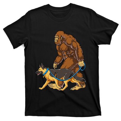 Bigfoot German Shepherd Dog Walk Funny Sasquatch Lovers T-Shirt