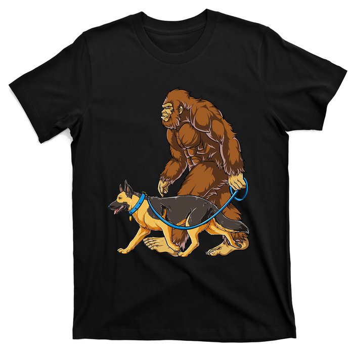 Bigfoot German Shepherd Dog Walk Funny Sasquatch Lovers T-Shirt