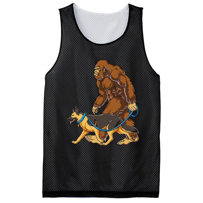 Bigfoot German Shepherd Dog Walk Funny Sasquatch Lovers Mesh Reversible Basketball Jersey Tank