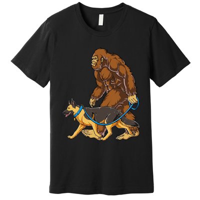 Bigfoot German Shepherd Dog Walk Funny Sasquatch Lovers Premium T-Shirt