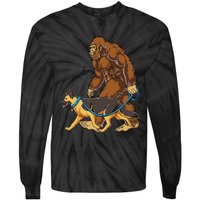 Bigfoot German Shepherd Dog Walk Funny Sasquatch Lovers Tie-Dye Long Sleeve Shirt