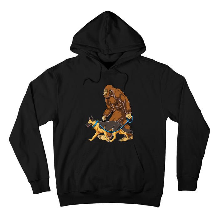 Bigfoot German Shepherd Dog Walk Funny Sasquatch Lovers Tall Hoodie