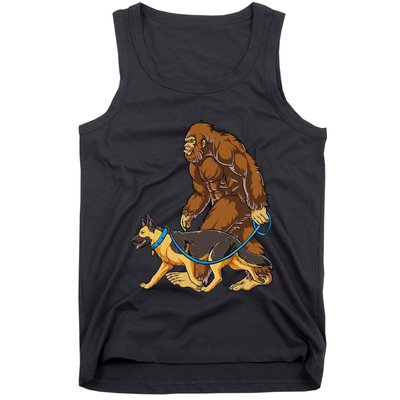 Bigfoot German Shepherd Dog Walk Funny Sasquatch Lovers Tank Top