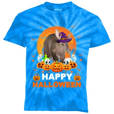 Boo Ghost Scary Pumpkin Moon Witch Aardvark Halloween Gift Kids Tie-Dye T-Shirt