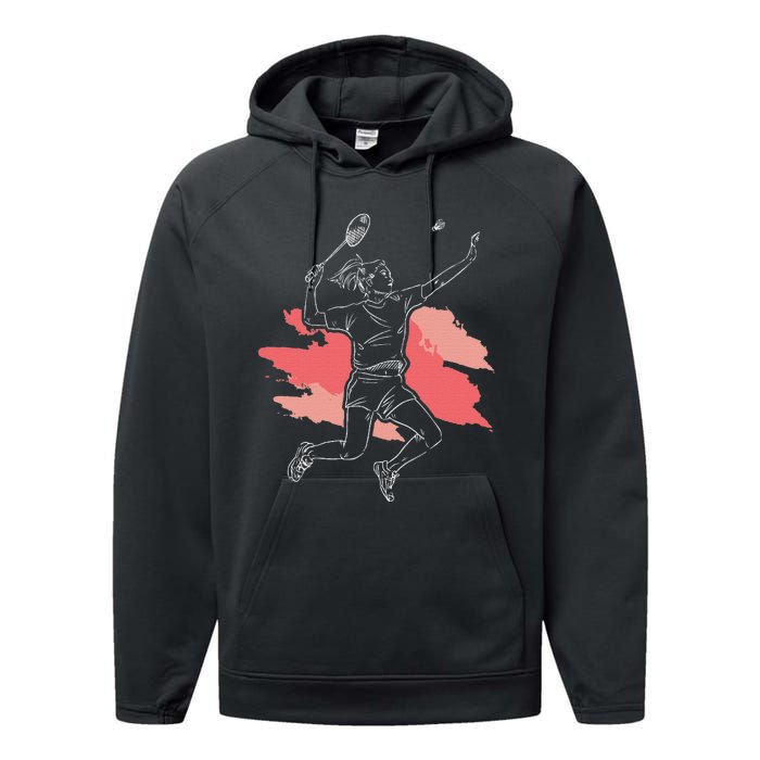 Badminton Girl Smash Shuttlecock Athlete Sports Performance Fleece Hoodie