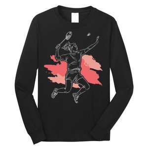 Badminton Girl Smash Shuttlecock Athlete Sports Long Sleeve Shirt