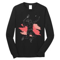 Badminton Girl Smash Shuttlecock Athlete Sports Long Sleeve Shirt