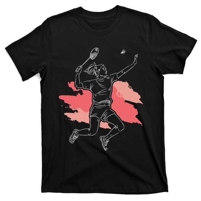 Badminton Girl Smash Shuttlecock Athlete Sports T-Shirt