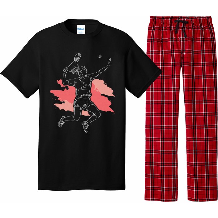 Badminton Girl Smash Shuttlecock Athlete Sports Pajama Set