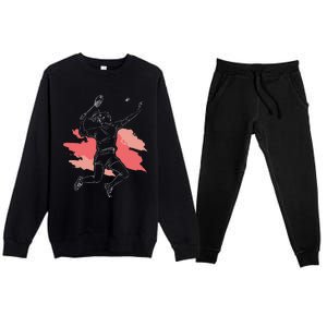 Badminton Girl Smash Shuttlecock Athlete Sports Premium Crewneck Sweatsuit Set