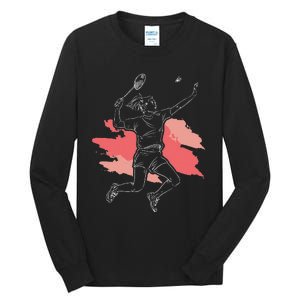 Badminton Girl Smash Shuttlecock Athlete Sports Tall Long Sleeve T-Shirt