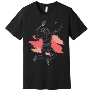 Badminton Girl Smash Shuttlecock Athlete Sports Premium T-Shirt