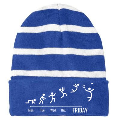 Badmintongiftplayer Game Shuttlecock Weekend Badminton Gift Striped Beanie with Solid Band