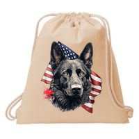 Black German Shepherd 4th Of July Dog Lover American Flag Drawstring Bag
