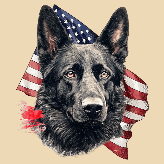 Black German Shepherd 4th Of July Dog Lover American Flag Drawstring Bag