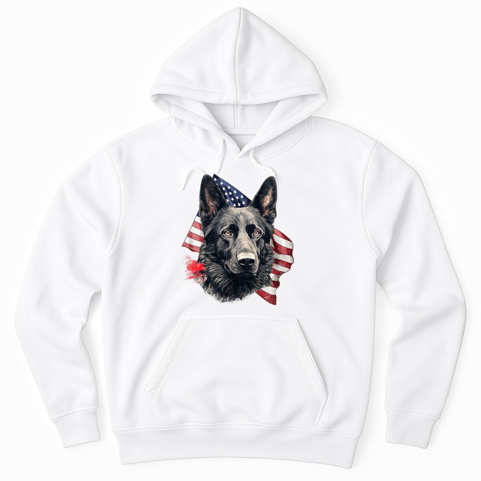 Black German Shepherd 4th Of July Dog Lover American Flag Hoodie