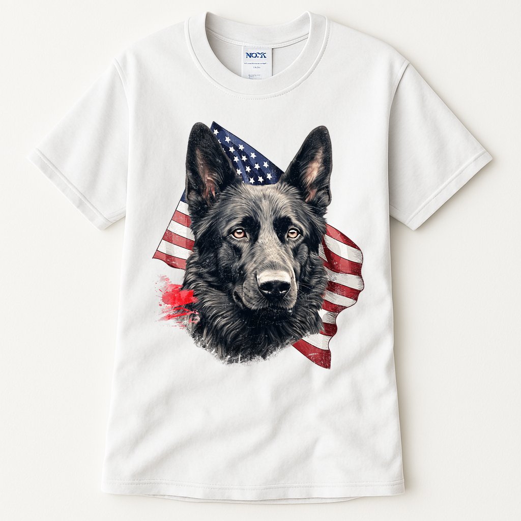 Black German Shepherd 4th Of July Dog Lover American Flag Tall T-Shirt