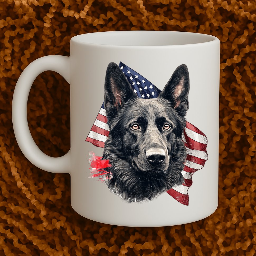 Black German Shepherd 4th Of July Dog Lover American Flag Mug