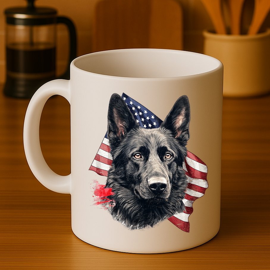 Black German Shepherd 4th Of July Dog Lover American Flag Mug
