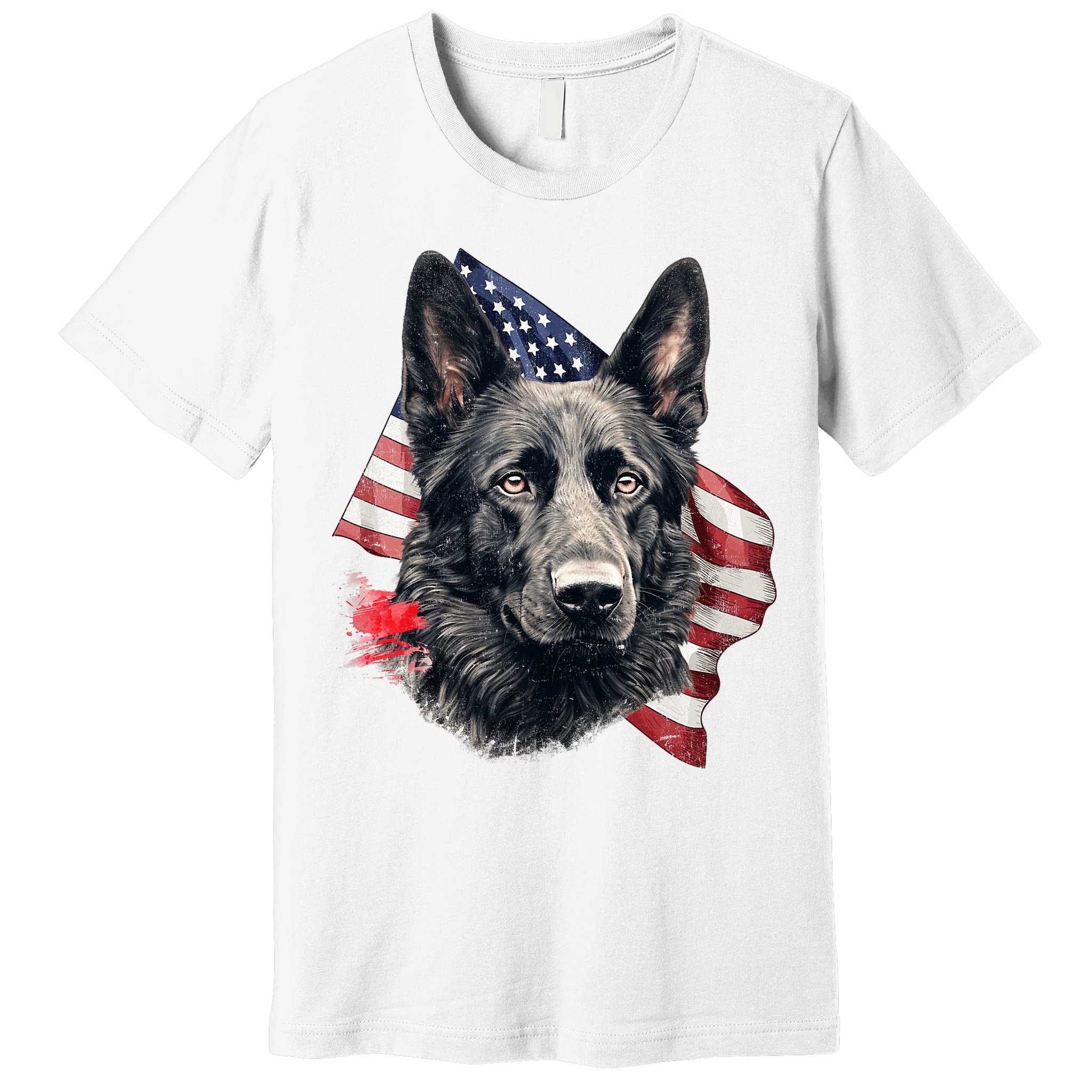 Black German Shepherd 4th Of July Dog Lover American Flag Premium T-Shirt