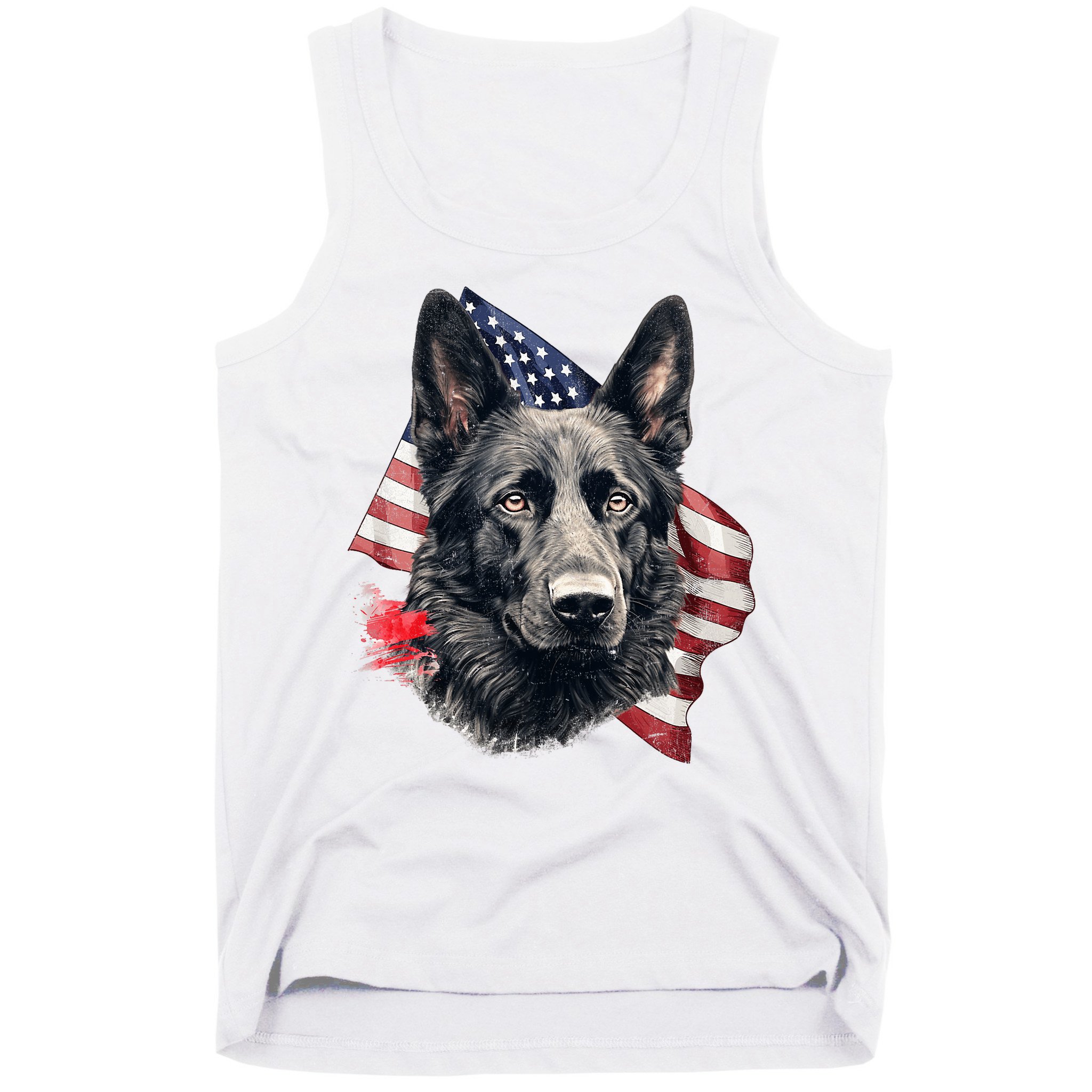 Black German Shepherd 4th Of July Dog Lover American Flag Tank Top