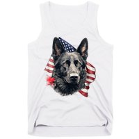 Black German Shepherd 4th Of July Dog Lover American Flag Tank Top