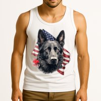 Black German Shepherd 4th Of July Dog Lover American Flag Tank Top