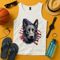 Black German Shepherd 4th Of July Dog Lover American Flag Tank Top