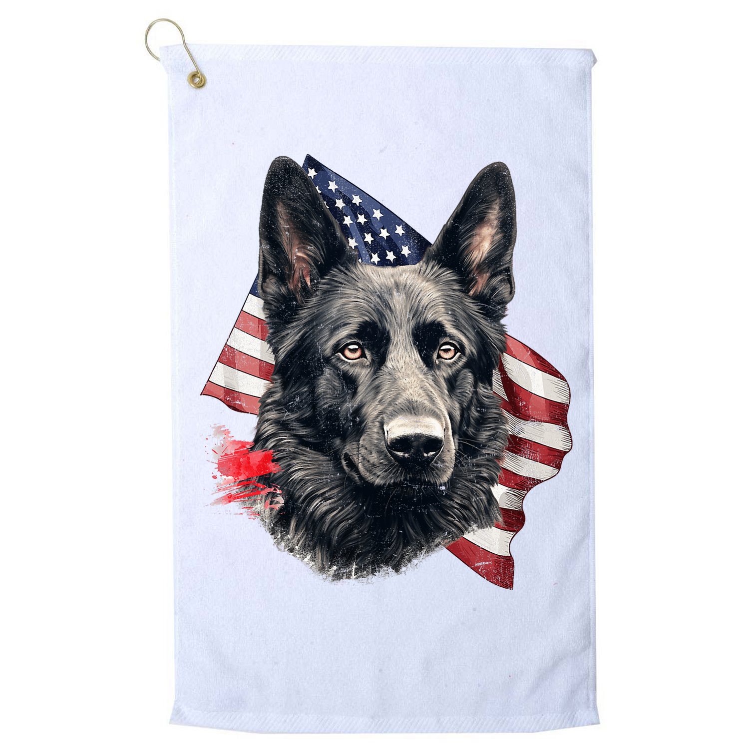Black German Shepherd 4th Of July Dog Lover American Flag Golf Towel