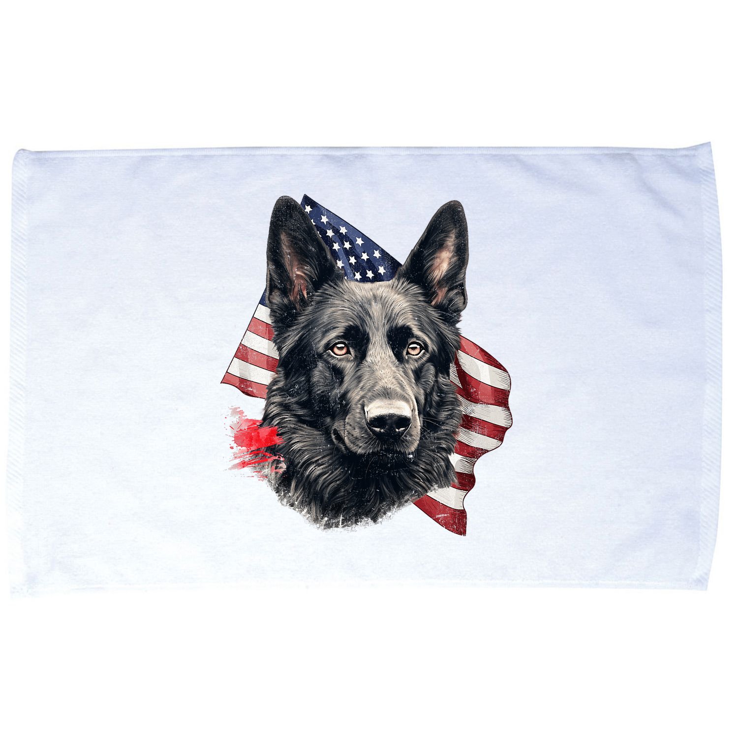 Black German Shepherd 4th Of July Dog Lover American Flag Microfiber Hand Towel