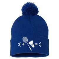 Badminton Game Shuttlecock Sport Badminton Gift Pom Pom 12in Knit Beanie